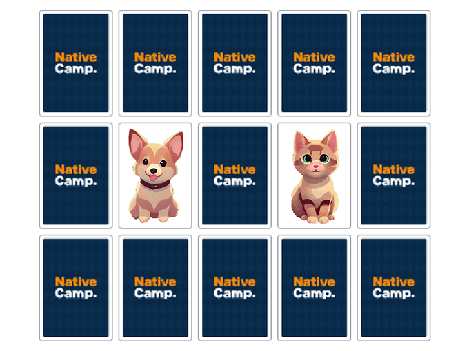 英語カード教材を使って楽しく学ぶ子供のイラスト