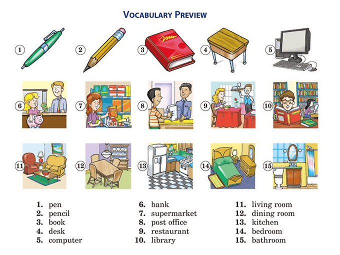 英語の発音や会話練習をする教材のイラスト
