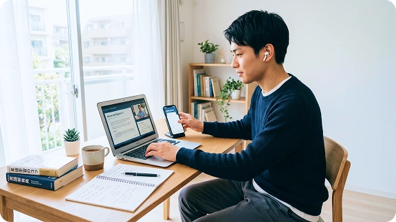オンラインインフラを活用して効率的に業務を行う様子