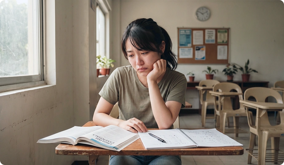 基礎力不足で授業についていけず困っている留学生