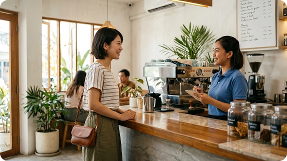 日常英会話の練習をしている様子