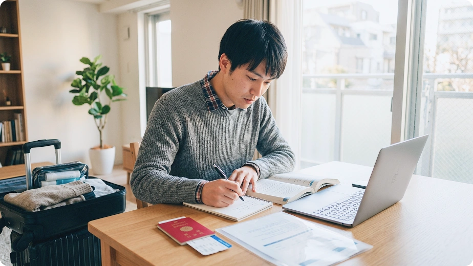 パソコンで英語学習をしている様子