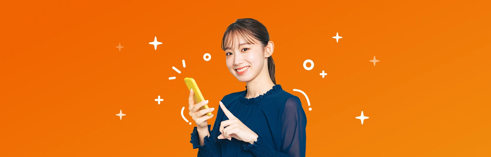 woman holding a yellow phone