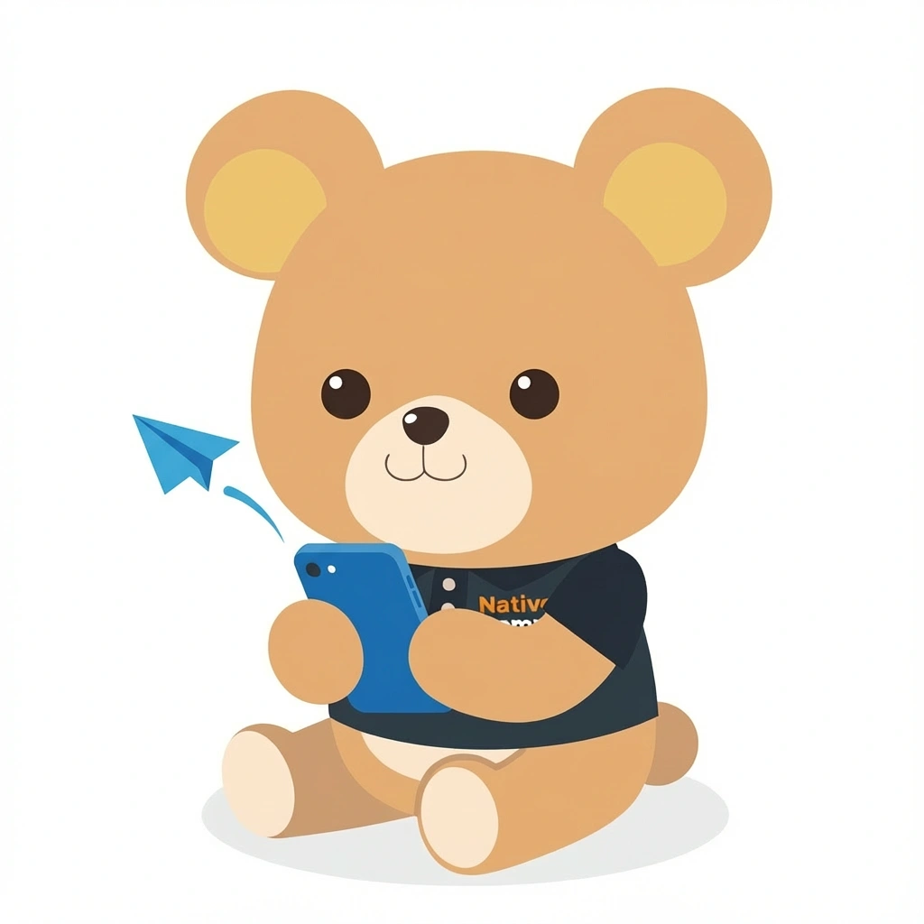 teddy avatar holding a phone
