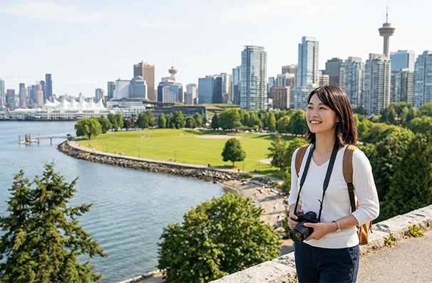 休日に観光や散策を楽しむカナダ留学生