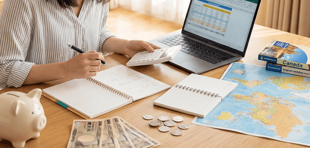 カナダ留学の費用を計算するイメージ写真