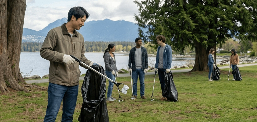 ボランティア活動の様子を表す写真