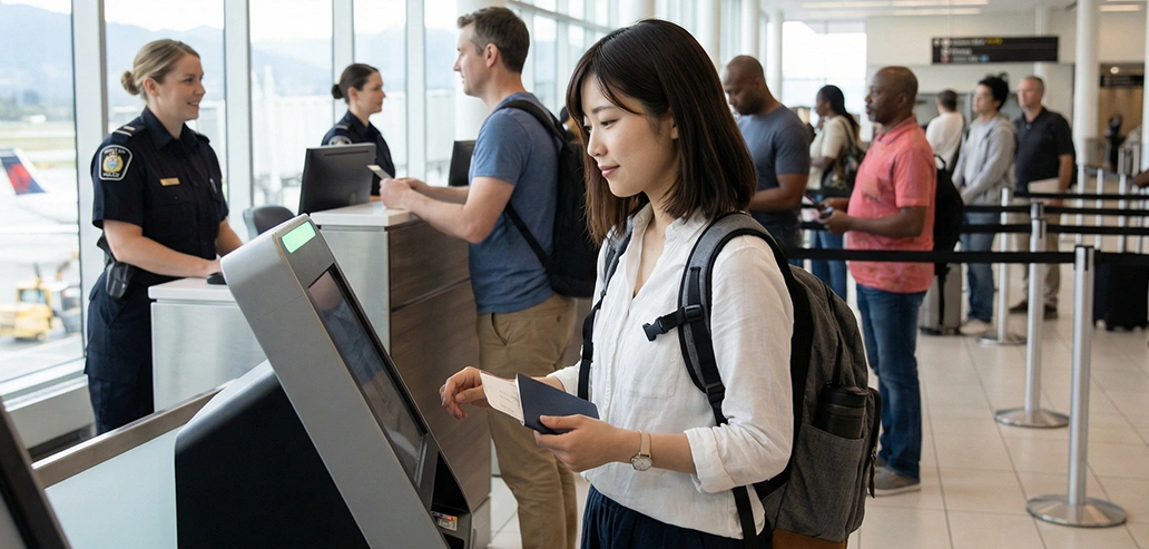 留学先に到着した学生のイメージ