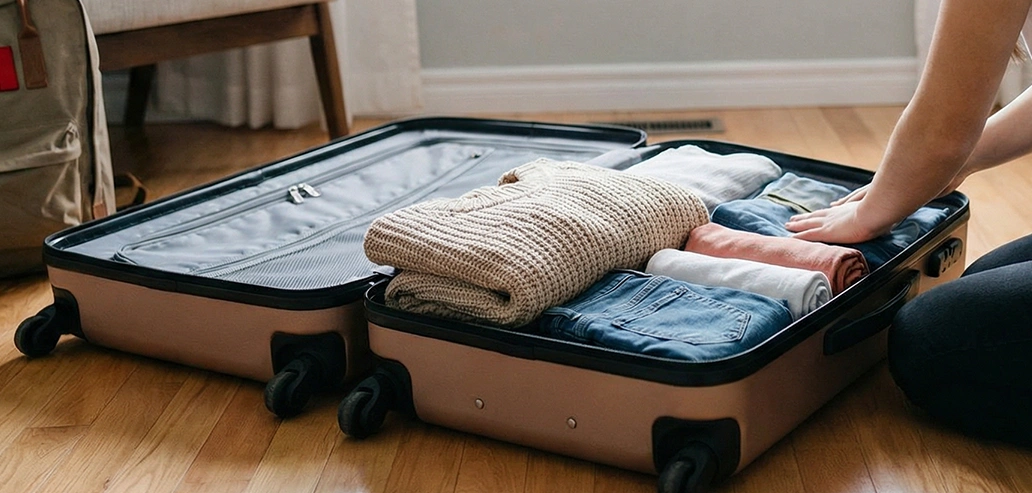 留学の荷物を準備する学生