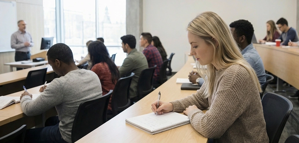 英語学習をする留学生