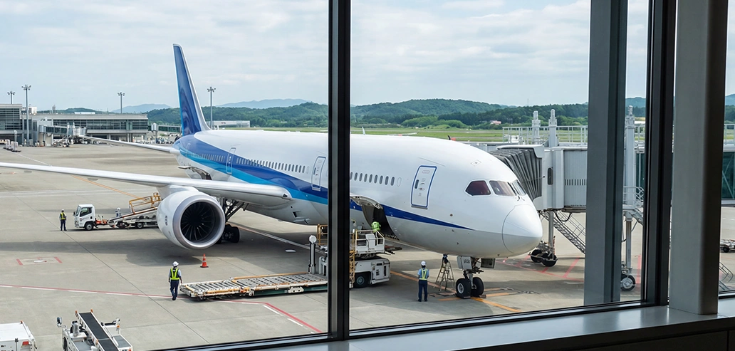 空港でパスポートを確認する旅行者