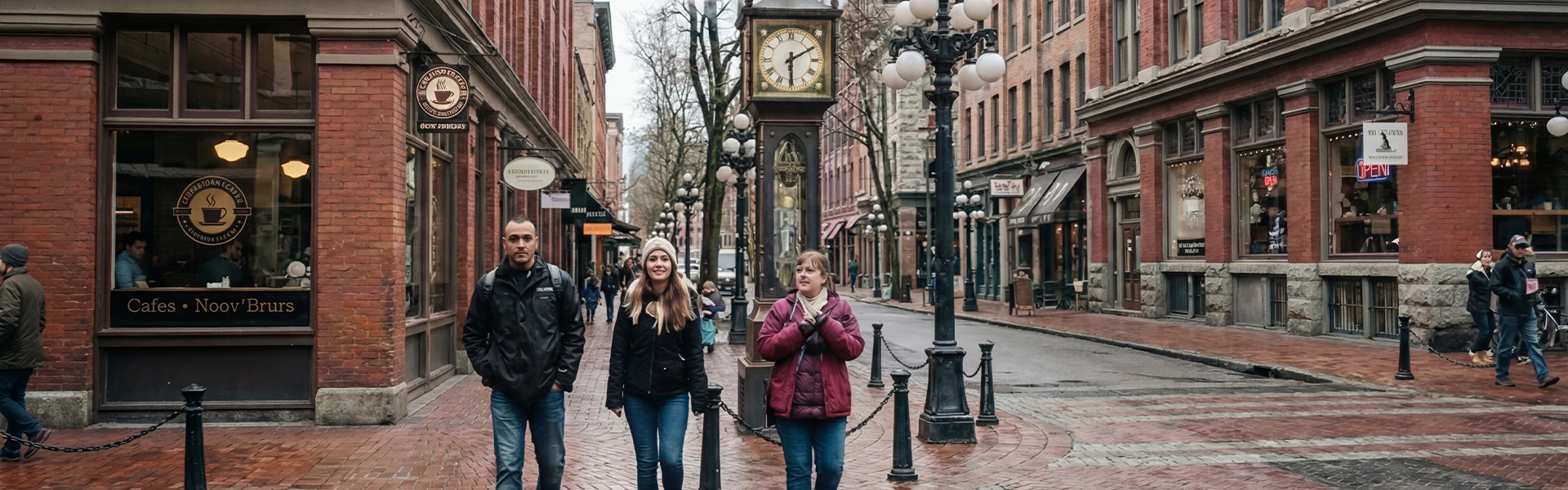 バンクーバーのウォーターフロントと高層ビル群の景観