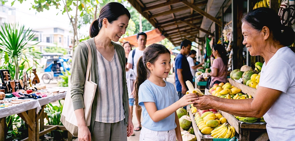 小学生の親子がセブ島で留学する様子