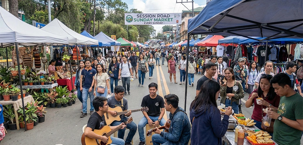 セッションロード・サンデー・マーケットの賑わい