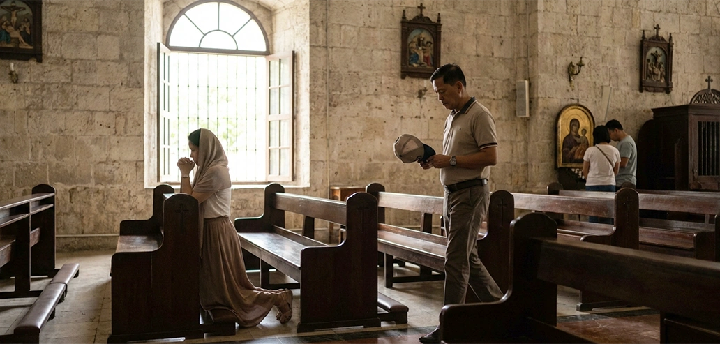 歴史的建造物の内部に並ぶ展示スペース