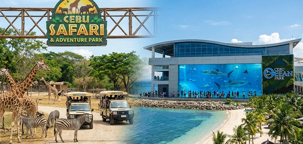 サファリとウォーターパークが併設された施設の外観