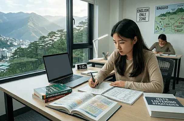 バギオの語学学校で英語学習に集中する学生——本気のフィリピン留学