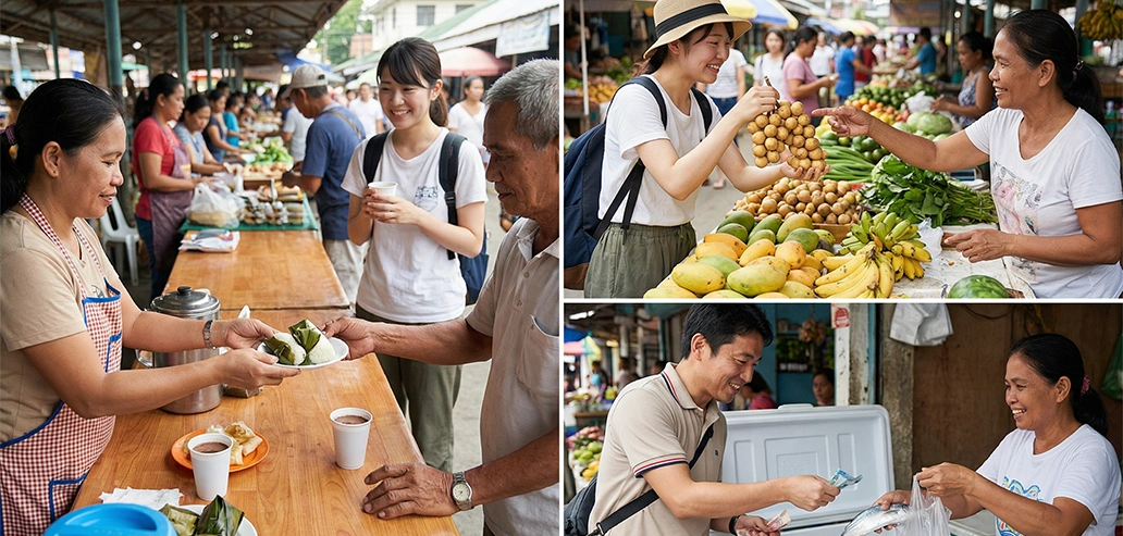 ドゥマゲテの地元市場の風景