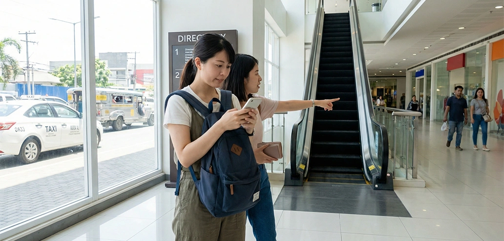 ショッピングモールでの買い物の様子