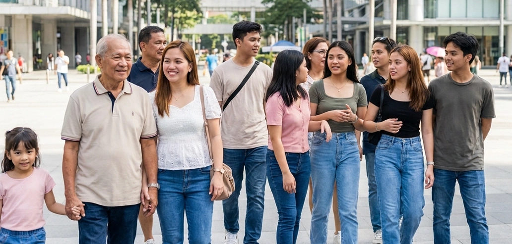 多様な人々が笑顔で集まっている様子
