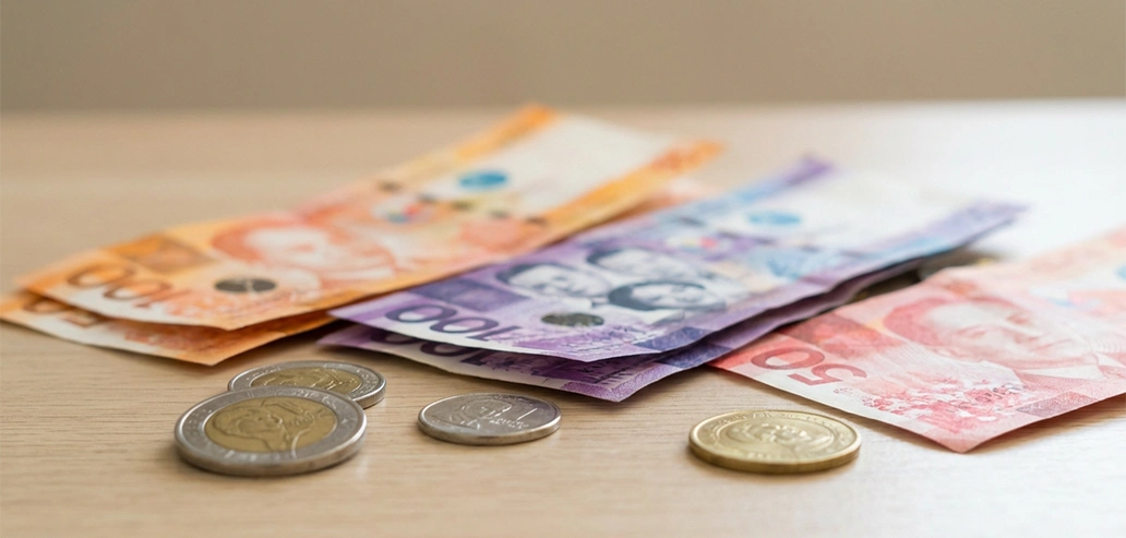 現地通貨の紙幣と硬貨のイメージ