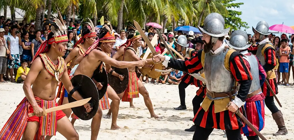 伝統衣装を着た人々が踊る海外のフェスティバル