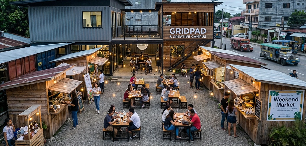 上から見たナイトマーケットと行き交う人々