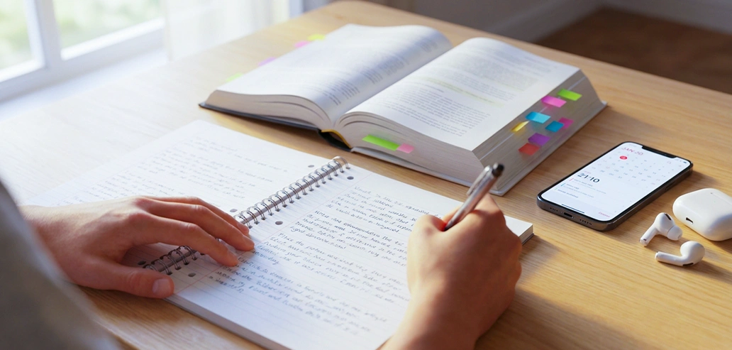 書類に記入をしている手元の様子