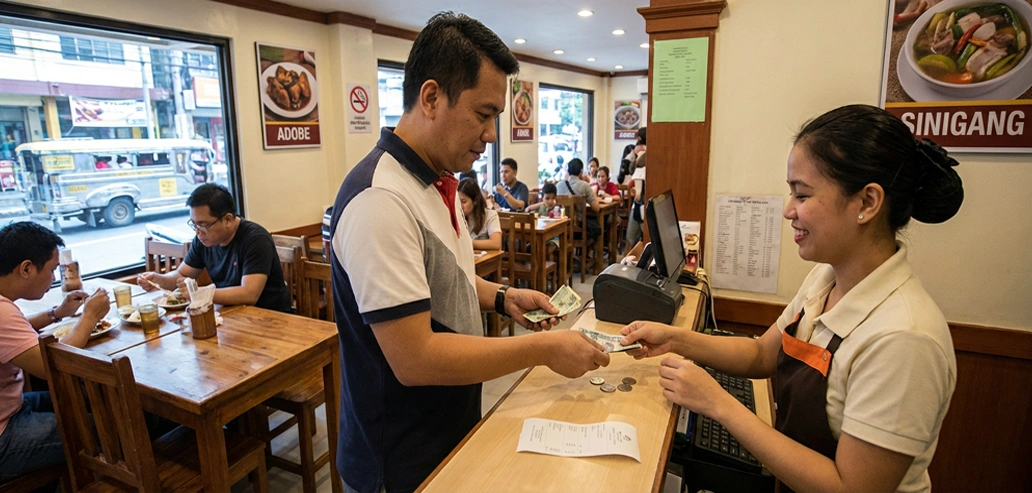 レストランでの会計の様子