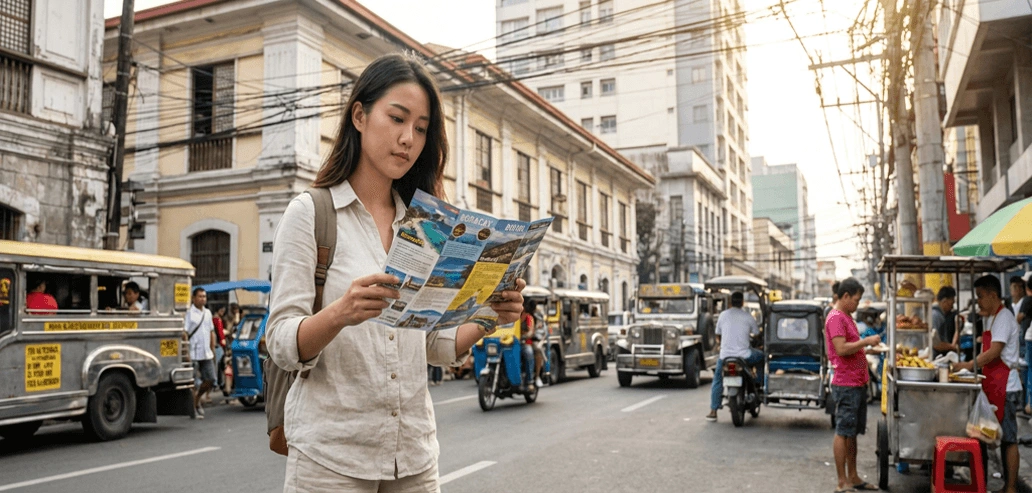 現地の街を散策する留学生