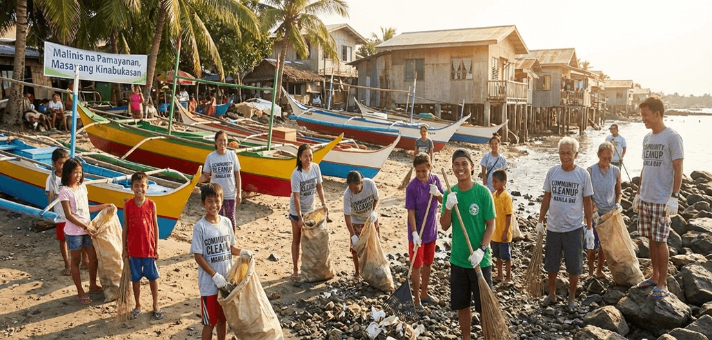 環境保護のために清掃活動を行うボランティア参加者