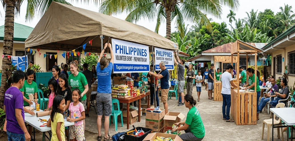 地域イベントで支援活動を行うボランティア