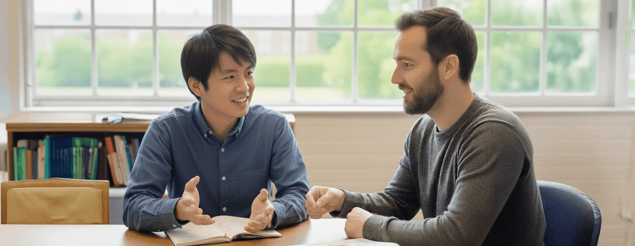 英会話レッスンをする男性の写真
