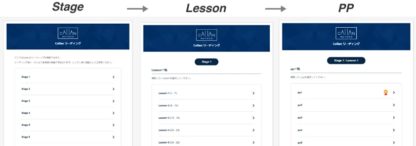 パラグラフを選択する画面